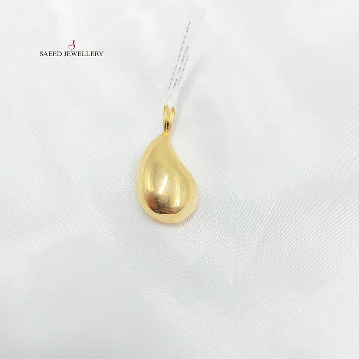 Plain Almond Pendant Made of 21K Gold by Saeed Jewelry 