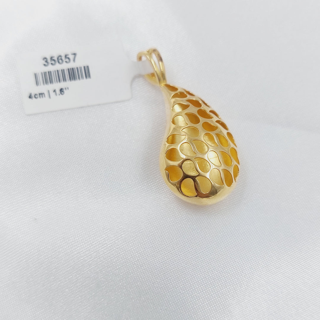 Plain Almond Pendant Made of 21K Gold by Saeed Jewelry 