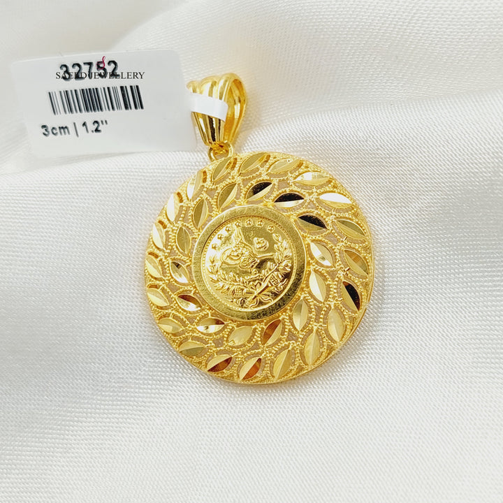 21K Gold Rashadi Leaf Pendant by Saeed Jewelry - Image 4