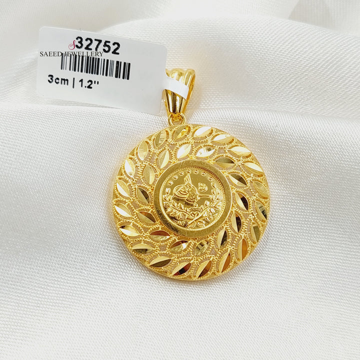 21K Gold Rashadi Leaf Pendant by Saeed Jewelry - Image 5