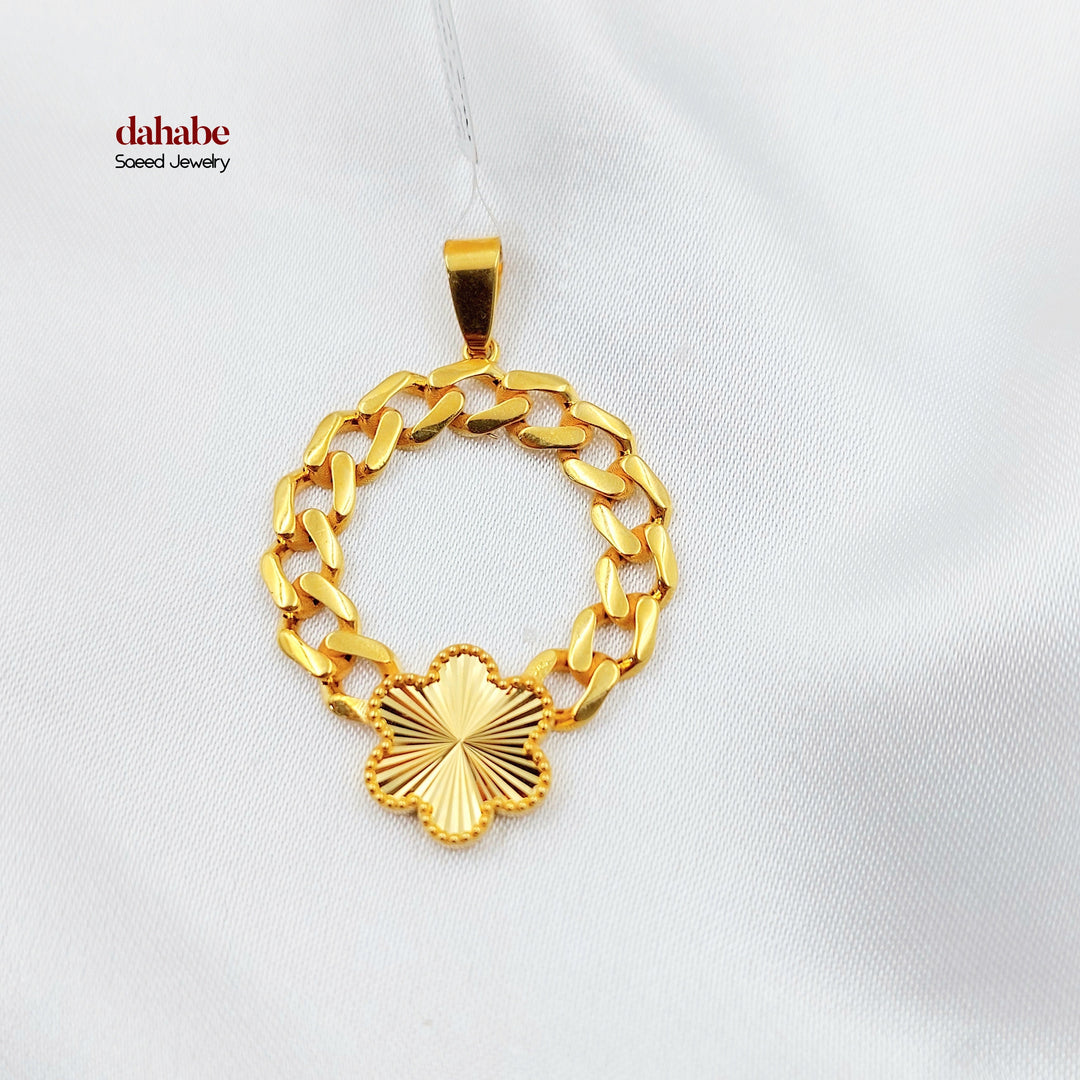 21K تعليقة جنزير وردة-مجوهرات الشيخ سعيد-Saeed Jewelry 