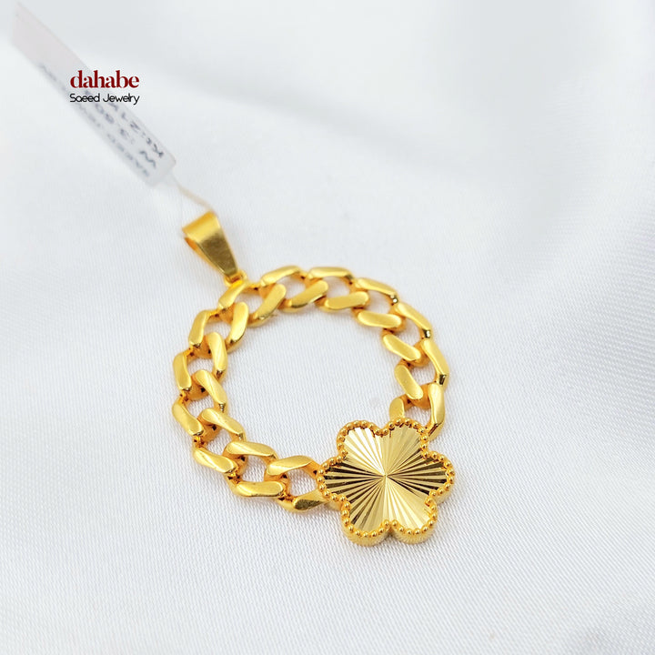 Rose Cuban Links Pendant Made of 21K Gold by Saeed Jewelry 