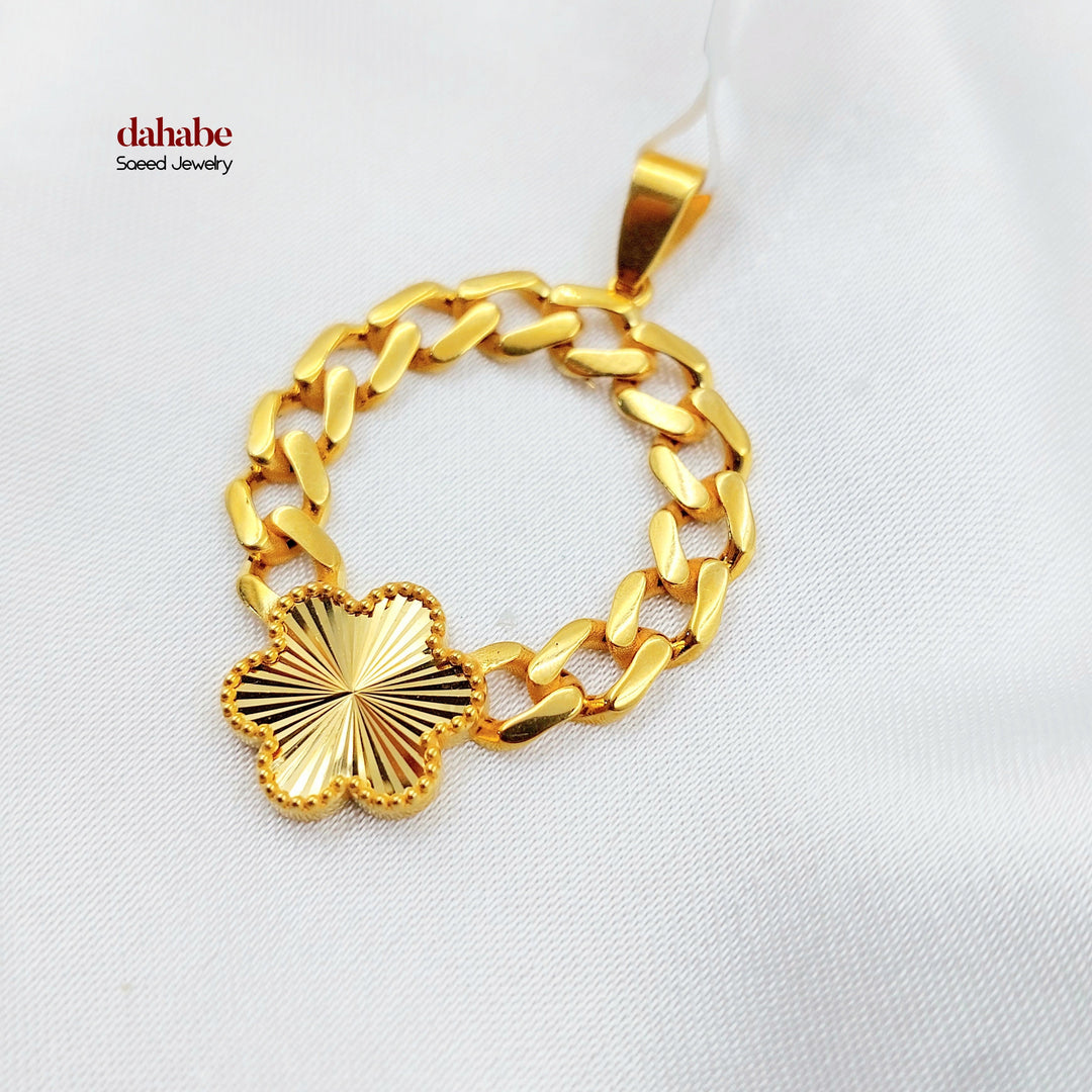 Rose Cuban Links Pendant Made of 21K Gold by Saeed Jewelry 