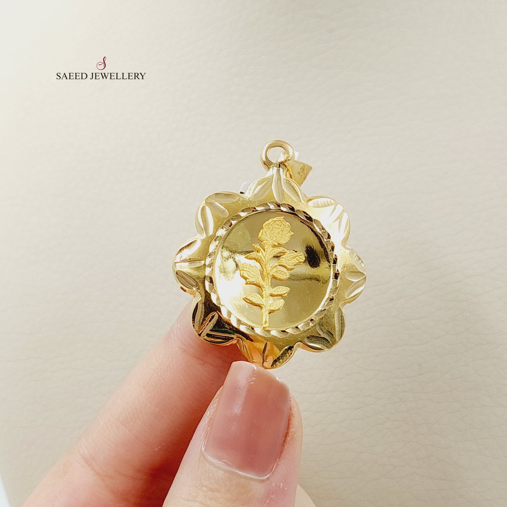 21K Gold Rose Pendant by Saeed Jewelry - Image 2