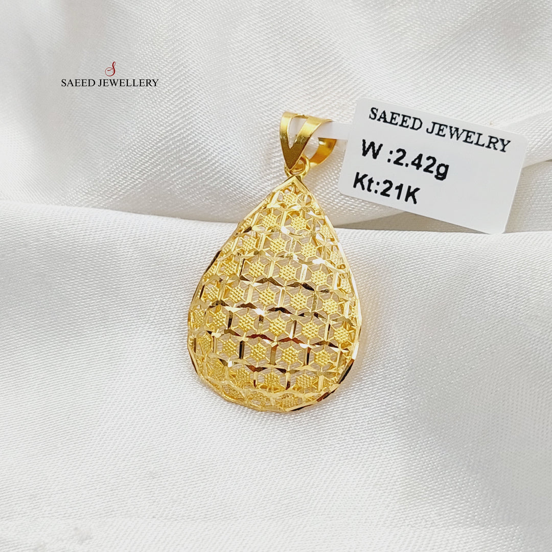 21K Gold Tears Pendant by Saeed Jewelry - Image 1