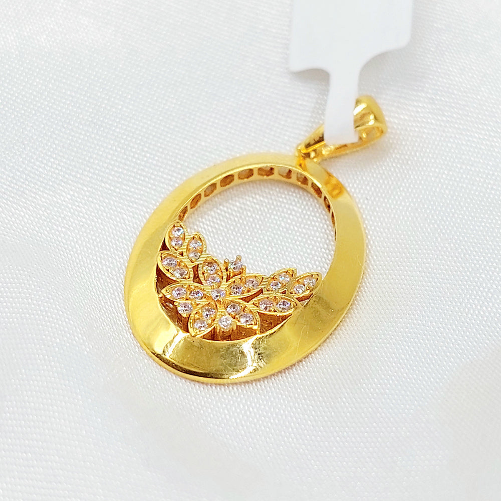 Zircon Studded Rose Pendant Made of 21K Gold by Saeed Jewelry 