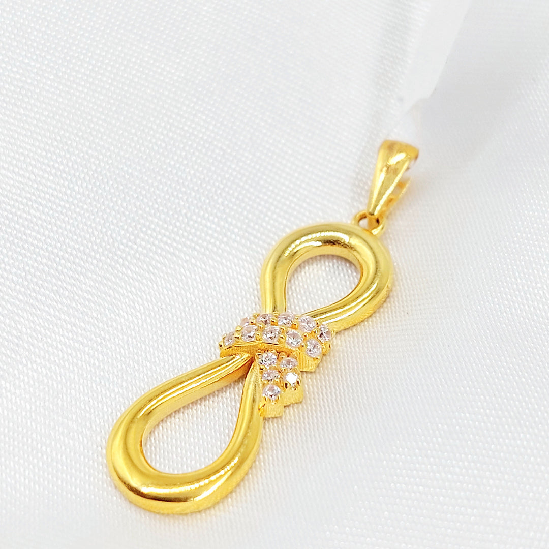 Zircon Studded Tie Pendant Made of 21K Gold by Saeed Jewelry 