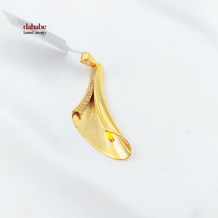 Zircon Studded Deluxe Pendant Made of 21K Gold by Saeed Jewelry 