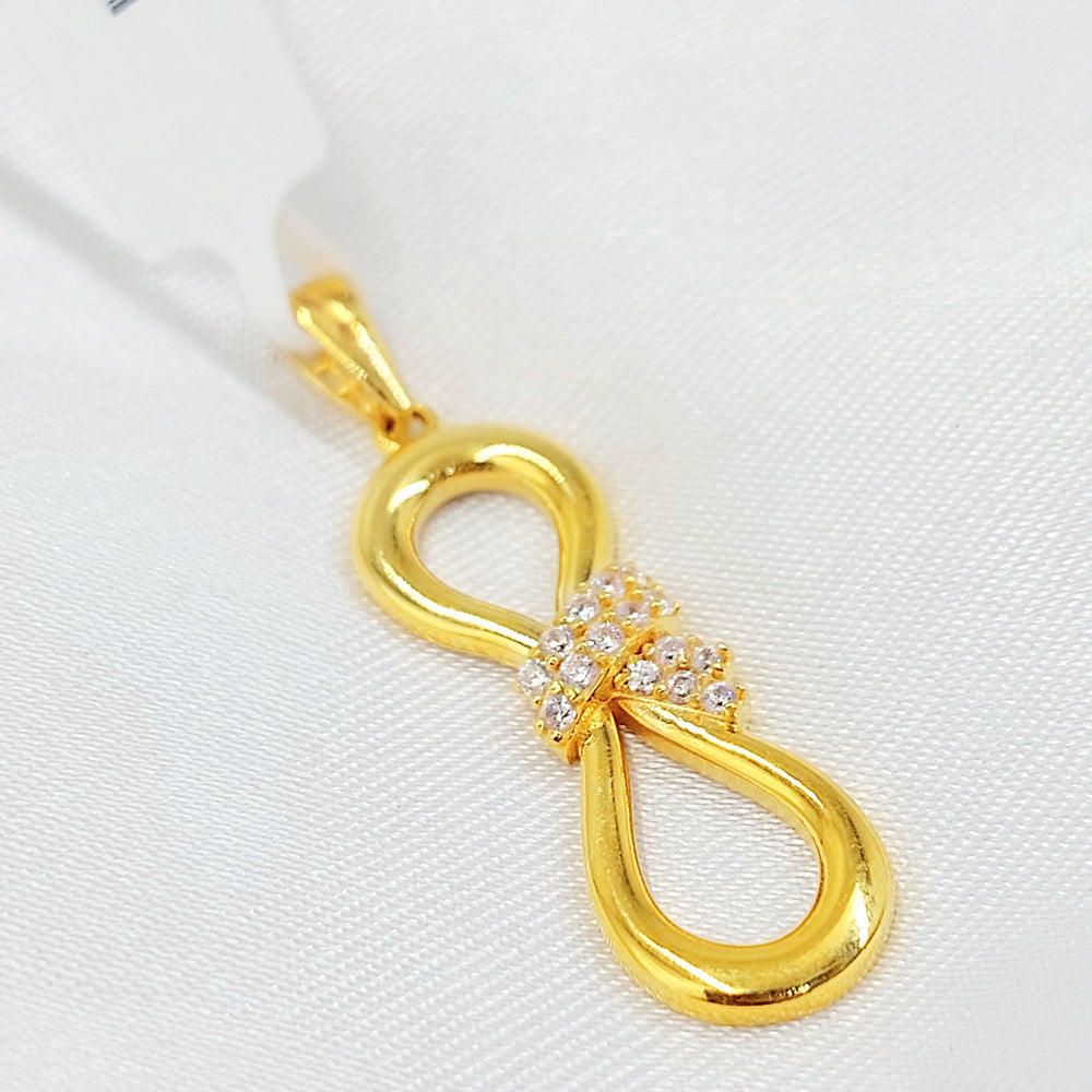 Zircon Studded Tie Pendant Made of 21K Gold by Saeed Jewelry 