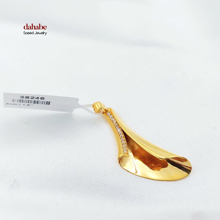 Zircon Studded Deluxe Pendant Made of 21K Gold by Saeed Jewelry 