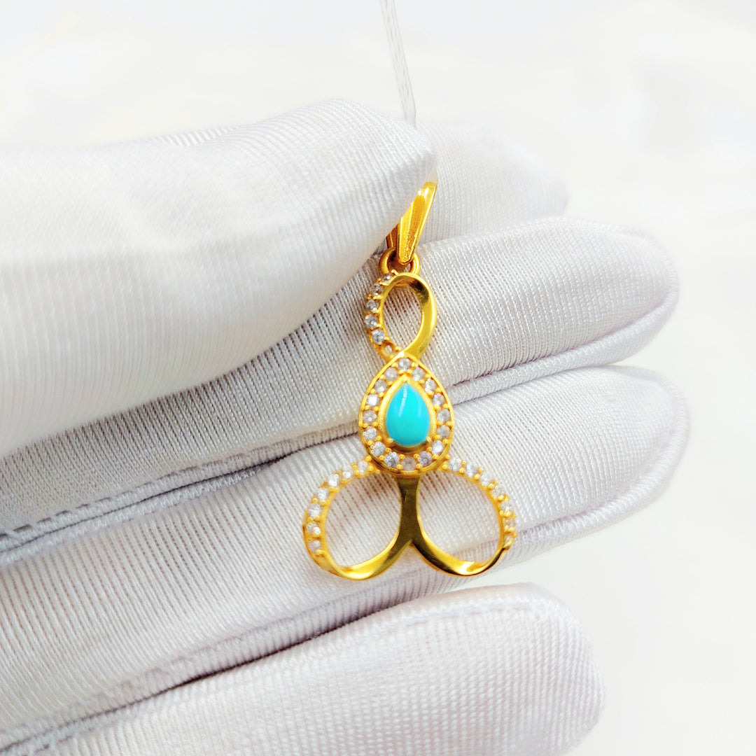 21K Gold Blue Teardrop Pendant