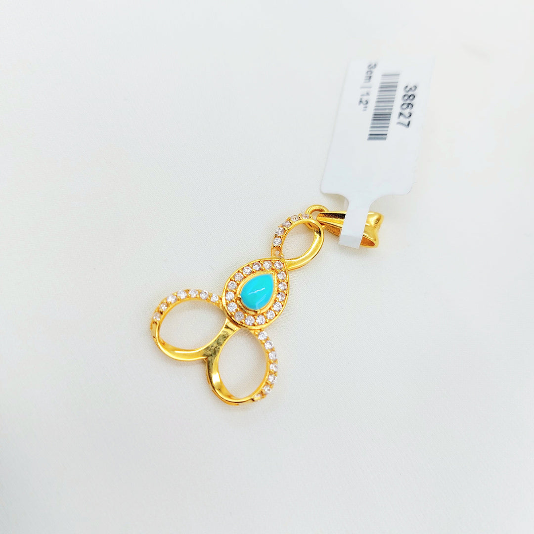 21K Gold Blue Teardrop Pendant