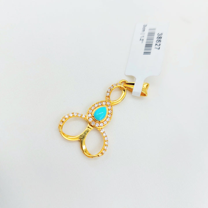 21K Gold Blue Teardrop Pendant