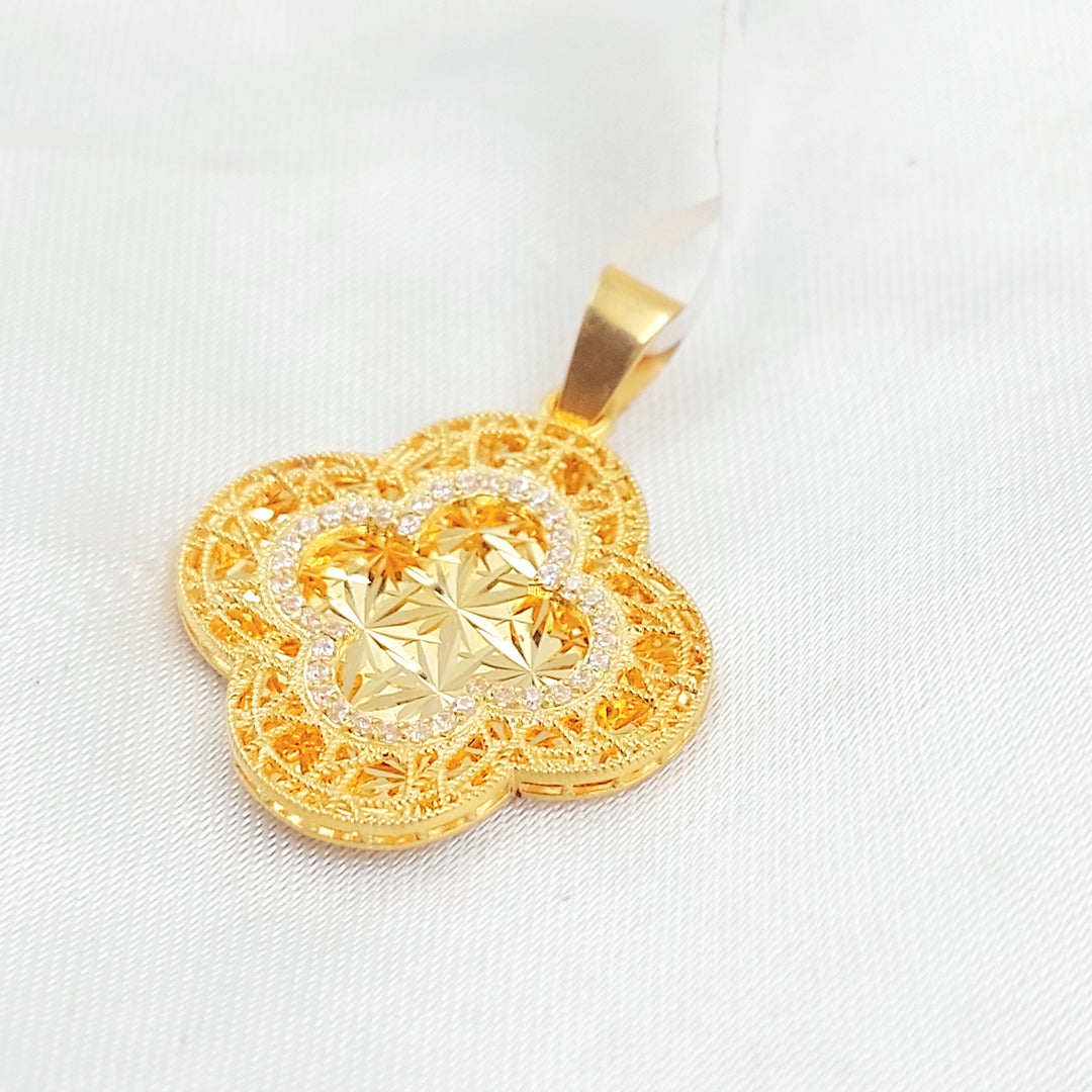Zircon Studded Rose Pendant Made of 21K Gold by Saeed Jewelry 