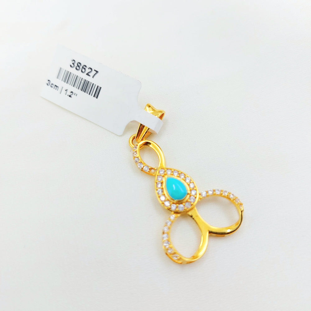 21K Gold Blue Teardrop Pendant
