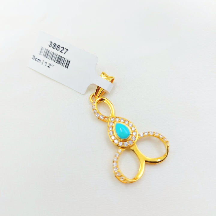 21K Gold Blue Teardrop Pendant