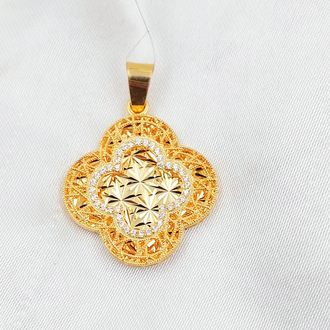 Zircon Studded Rose Pendant Made of 21K Gold by Saeed Jewelry 