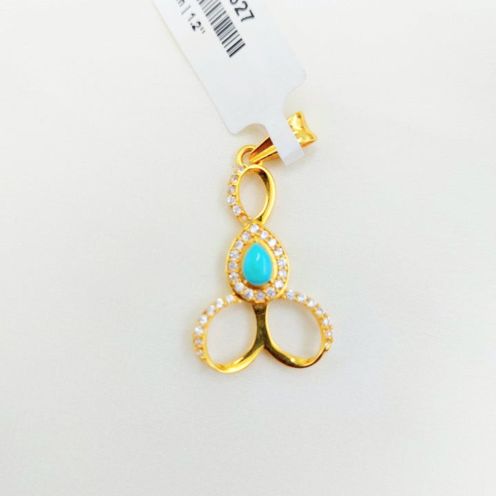 21K Gold Blue Teardrop Pendant