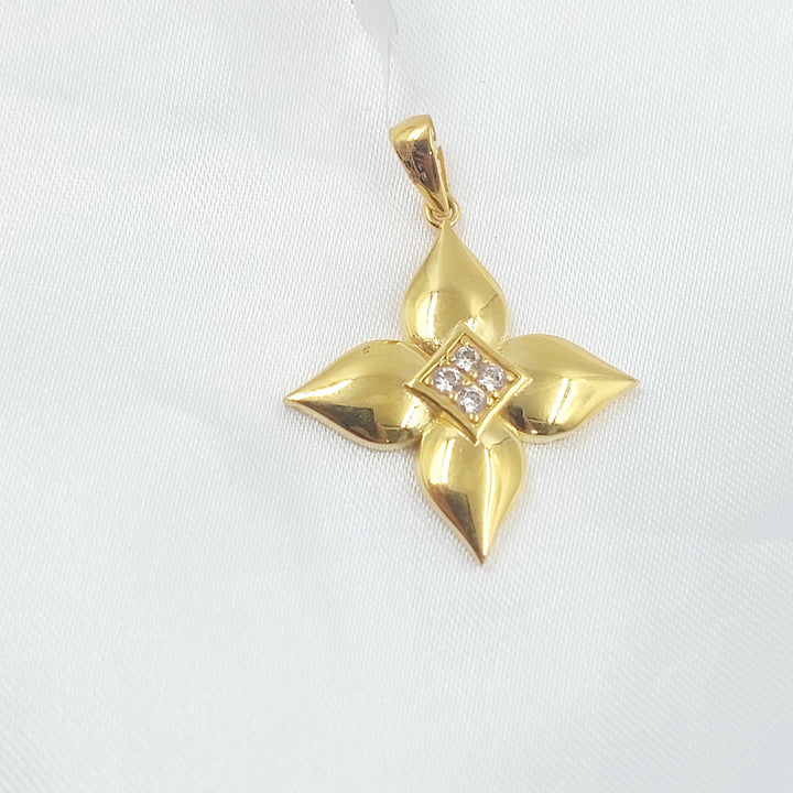 Zircon Studded Deluxe Pendant Made of 21K Gold by Saeed Jewelry 