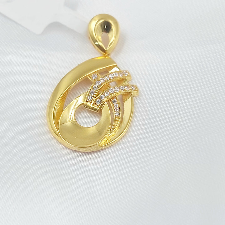 Zircon Studded Deluxe Pendant Made of 21K Gold by Saeed Jewelry 