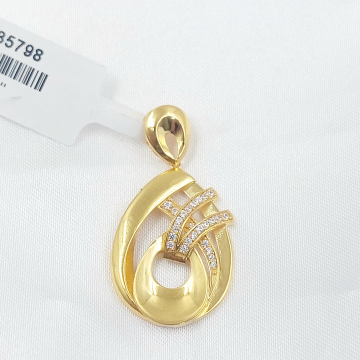 Zircon Studded Deluxe Pendant Made of 21K Gold by Saeed Jewelry 