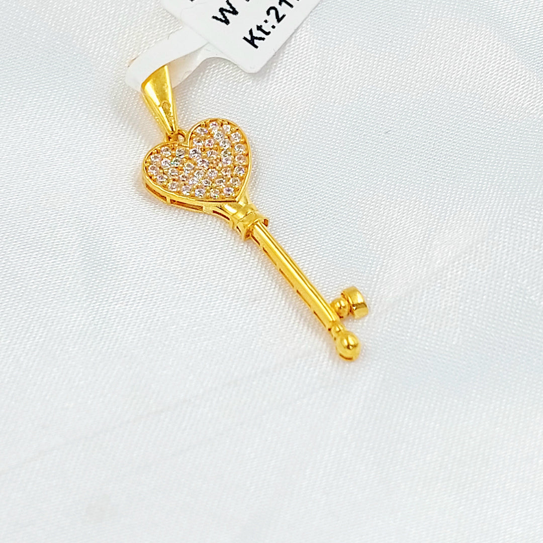 Zircon Studded Key Pendant Made of 21K Gold by Saeed Jewelry 
