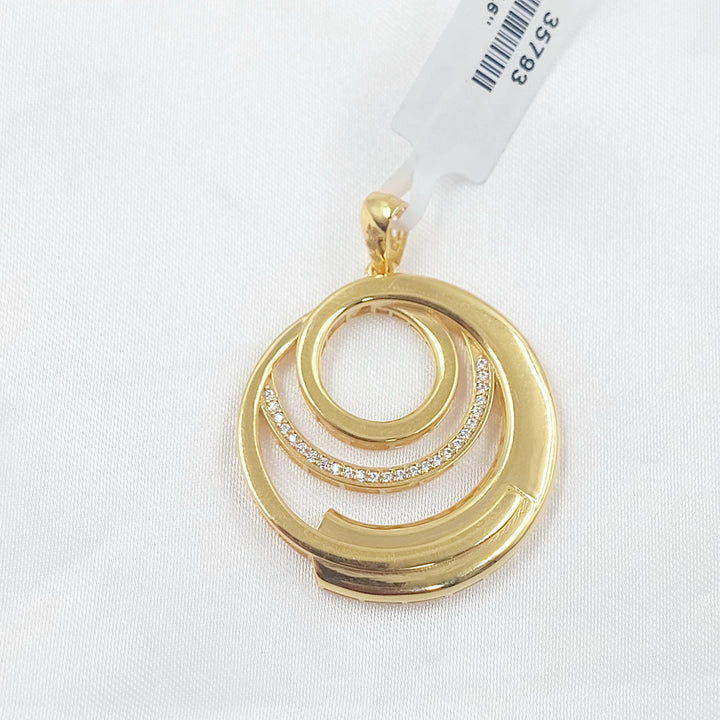 Zircon Studded Deluxe Pendant Made of 21K Gold by Saeed Jewelry 