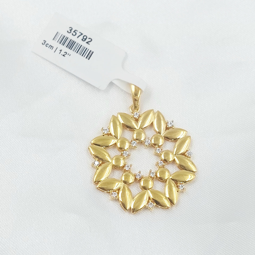 Zircon Studded Rose Pendant Made of 21K Gold by Saeed Jewelry 