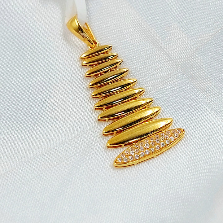 Zircon Studded Deluxe Pendant Made of 21K Gold by Saeed Jewelry 
