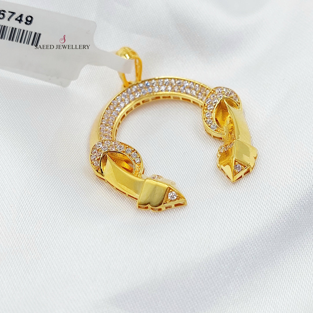 Zircon Studded Shoe Pendant Made of 21K Gold by Saeed Jewelry 