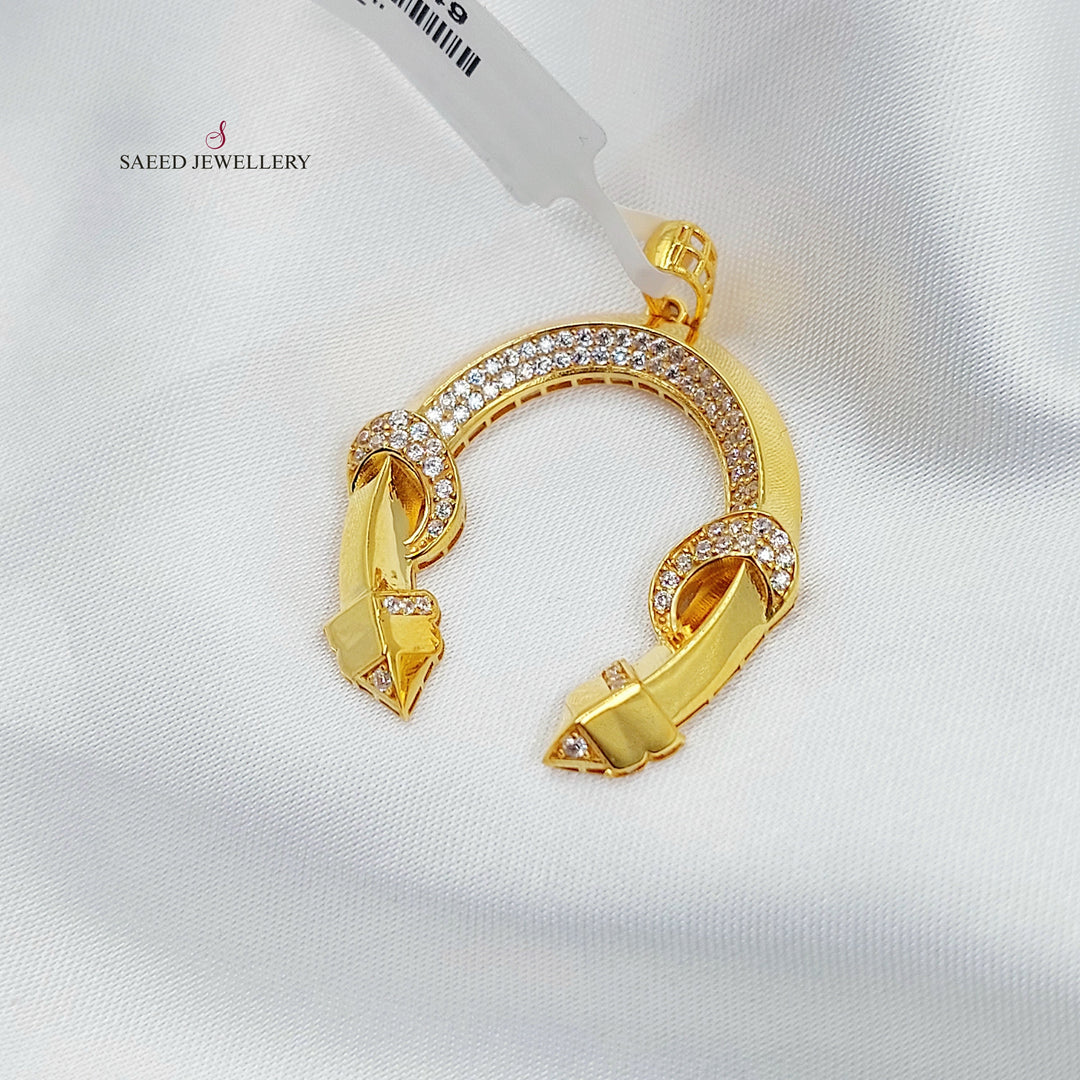 Zircon Studded Shoe Pendant Made of 21K Gold by Saeed Jewelry 