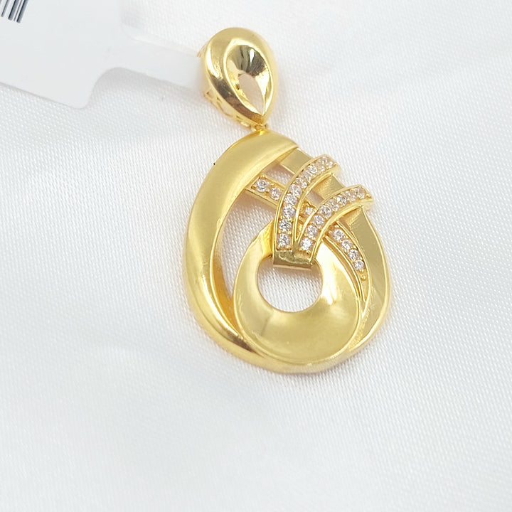 Zircon Studded Deluxe Pendant Made of 21K Gold by Saeed Jewelry 