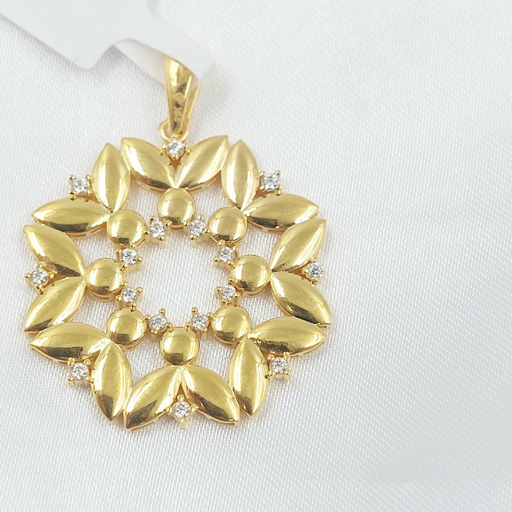 Zircon Studded Rose Pendant Made of 21K Gold by Saeed Jewelry 