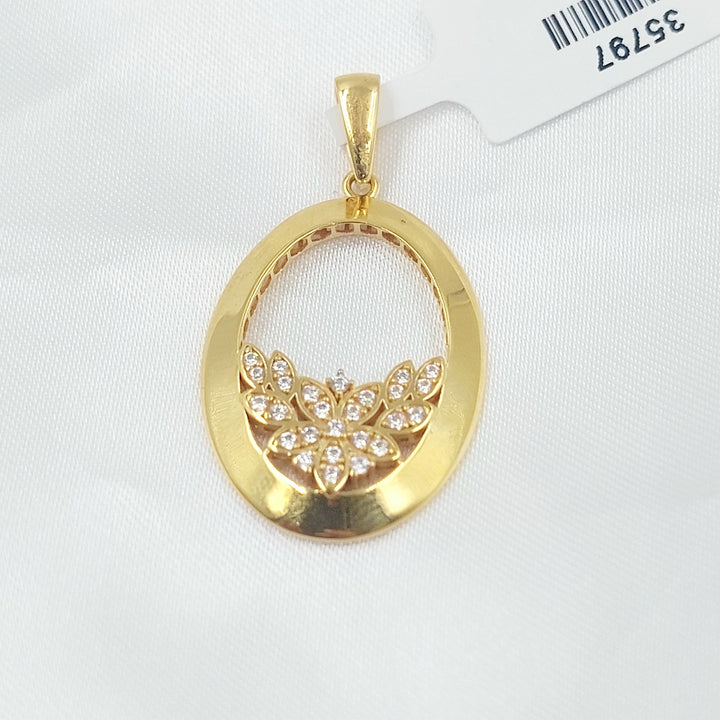 Zircon Studded Deluxe Pendant Made of 21K Gold by Saeed Jewelry 