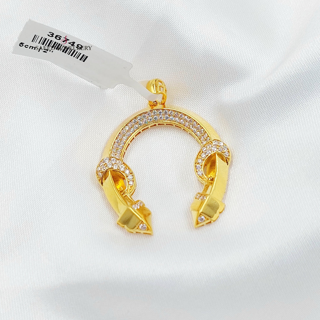 Zircon Studded Shoe Pendant Made of 21K Gold by Saeed Jewelry 