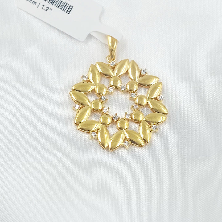 Zircon Studded Rose Pendant Made of 21K Gold by Saeed Jewelry 
