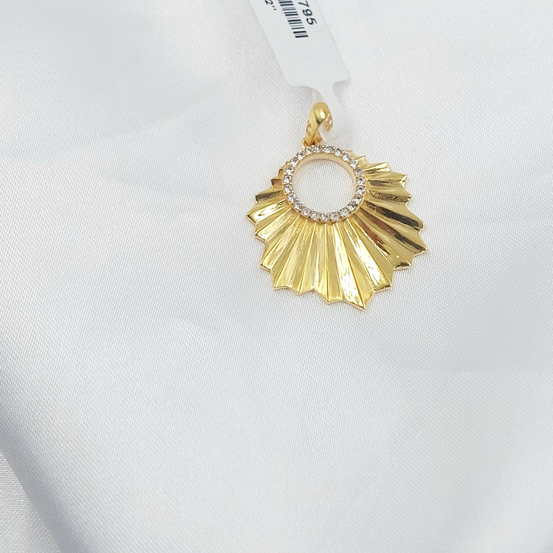 Zircon Studded Deluxe Pendant Made of 21K Gold by Saeed Jewelry 