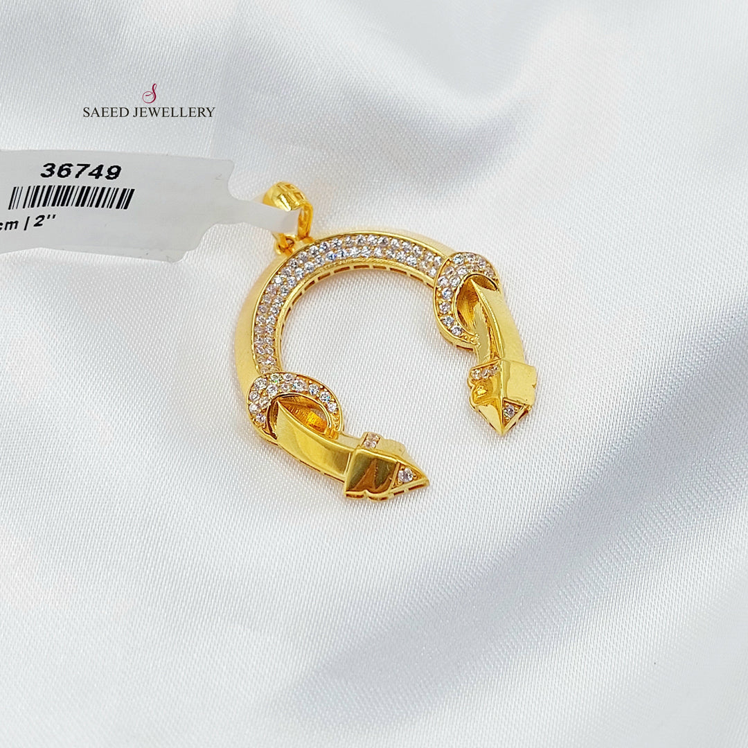 Zircon Studded Shoe Pendant Made of 21K Gold by Saeed Jewelry 