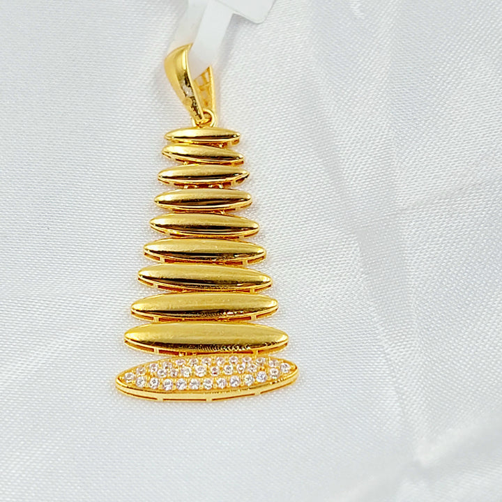 Zircon Studded Deluxe Pendant Made of 21K Gold by Saeed Jewelry 