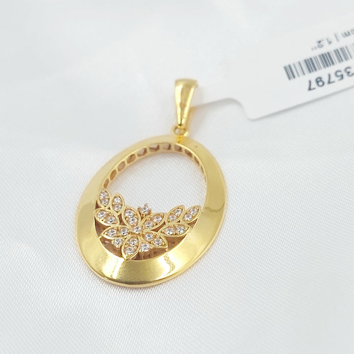 Zircon Studded Deluxe Pendant Made of 21K Gold by Saeed Jewelry 