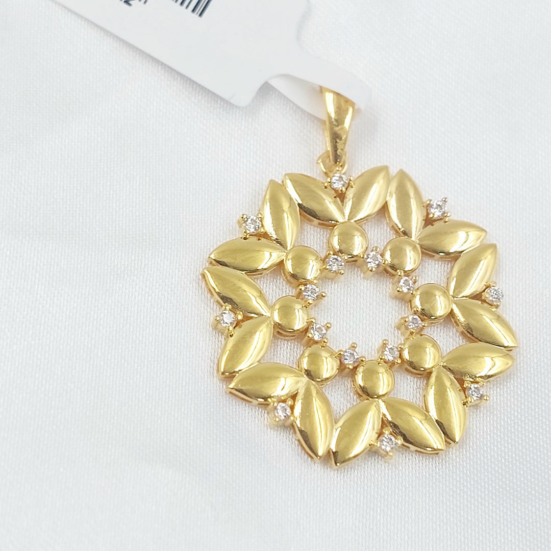 Zircon Studded Rose Pendant Made of 21K Gold by Saeed Jewelry 