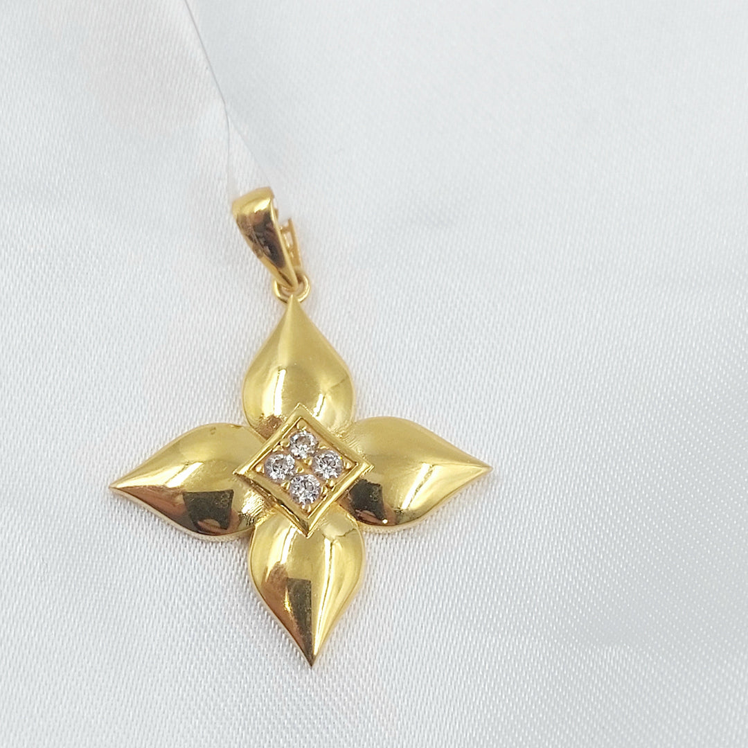 Zircon Studded Deluxe Pendant Made of 21K Gold by Saeed Jewelry 