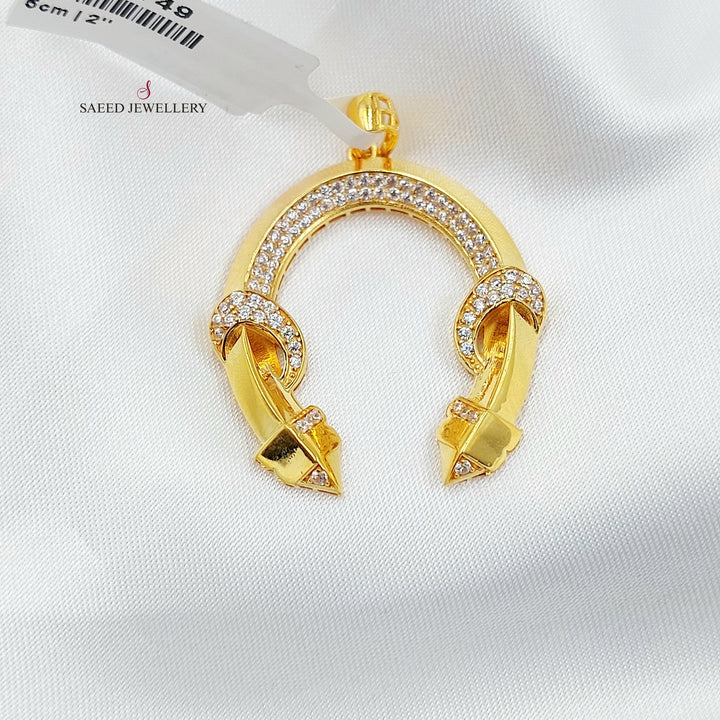 Zircon Studded Shoe Pendant Made of 21K Gold by Saeed Jewelry 