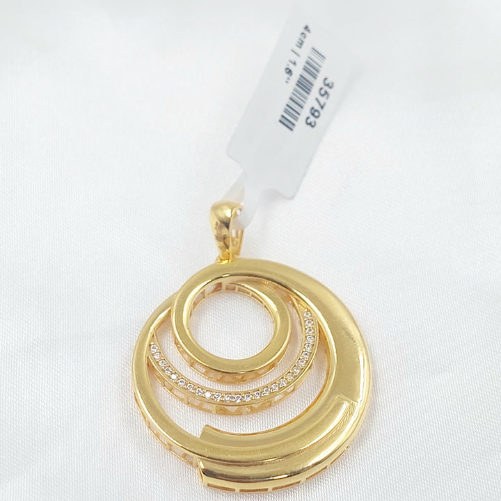Zircon Studded Deluxe Pendant Made of 21K Gold by Saeed Jewelry 