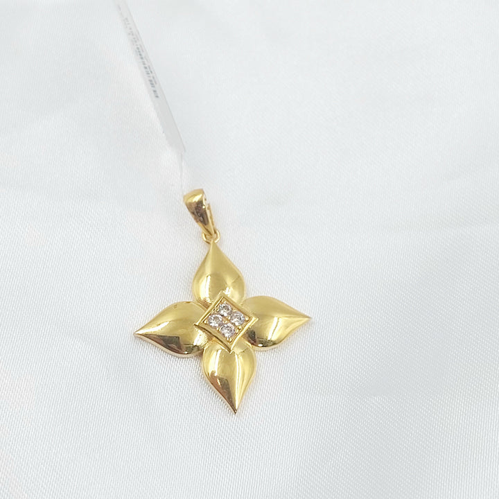 Zircon Studded Deluxe Pendant Made of 21K Gold by Saeed Jewelry 