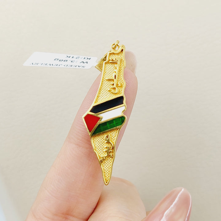 21K Gold Enameled Palestine Pendant by Saeed Jewelry - Image 2