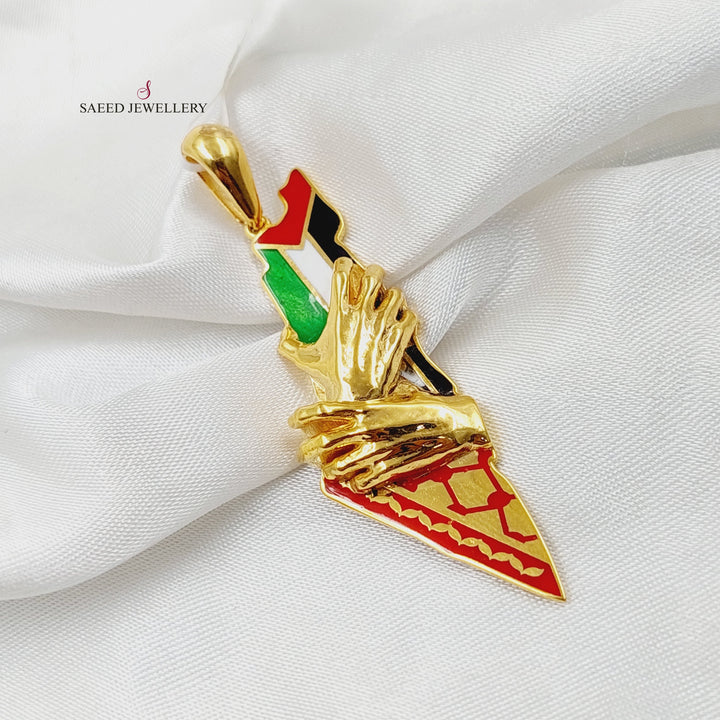 21K Gold Enameled Palestine Pendant by Saeed Jewelry - Image 1