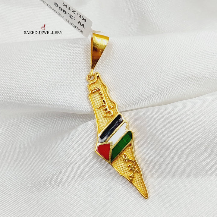 21K Gold Enameled Palestine Pendant by Saeed Jewelry - Image 1