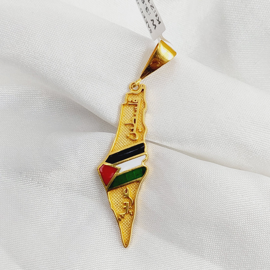 21K Gold Enameled Palestine Pendant by Saeed Jewelry - Image 4