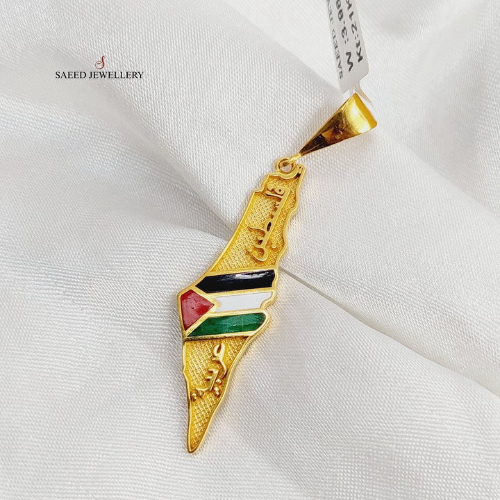 21K Gold Enameled Palestine Pendant by Saeed Jewelry - Image 3